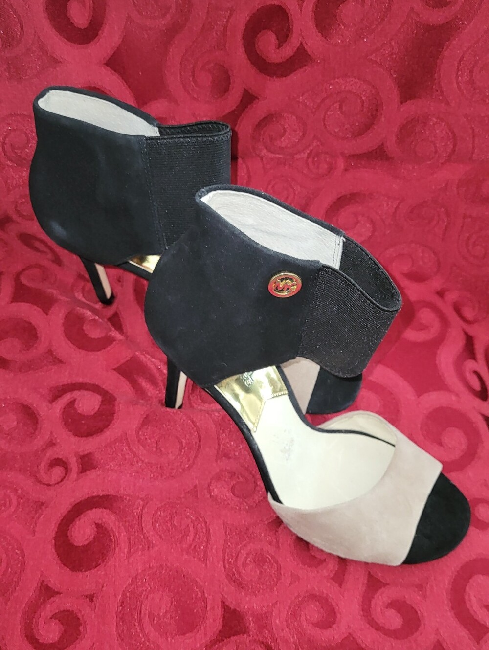 Michael Kors Two-Tone Black and Beige Women's Ankle-Strap Heels